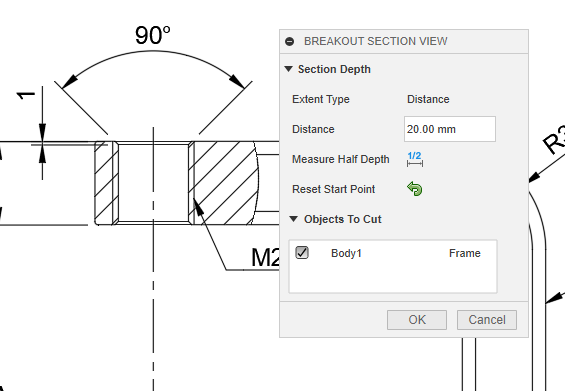 Nastavení částečného řezu v programu Fusion 360